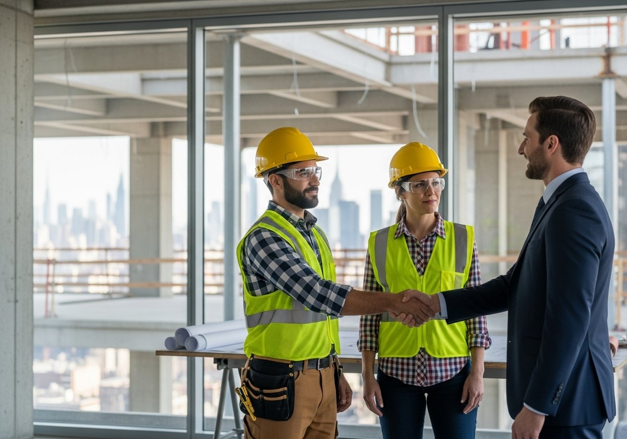NYC general contractor meeting with a client about project cost