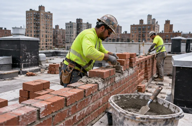 Parapet wall repair on an NYC rooftop